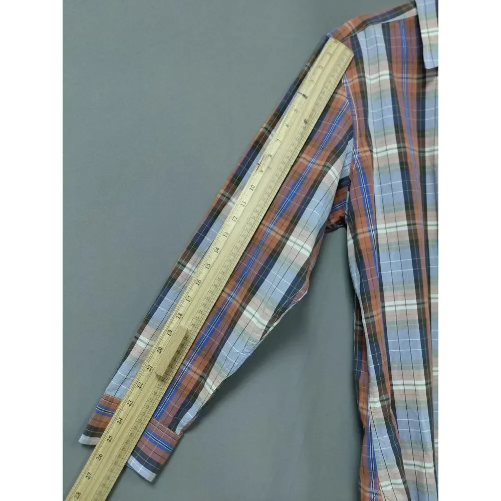Banana Republic Blue Collared Plaid Breathable Button-Up Shirt Men Size L